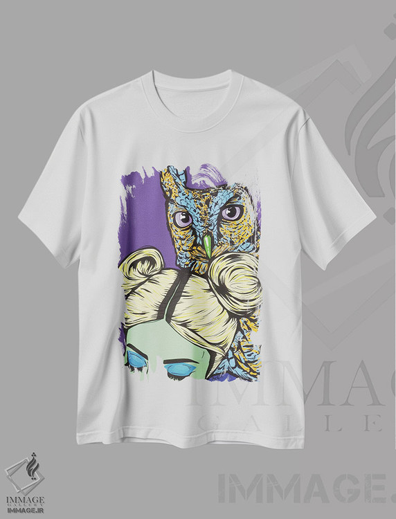 تیشرت طرح دار دختر با جغد، هنر فاخر معاصر اثر آلیسون گاتچل | immage.ir