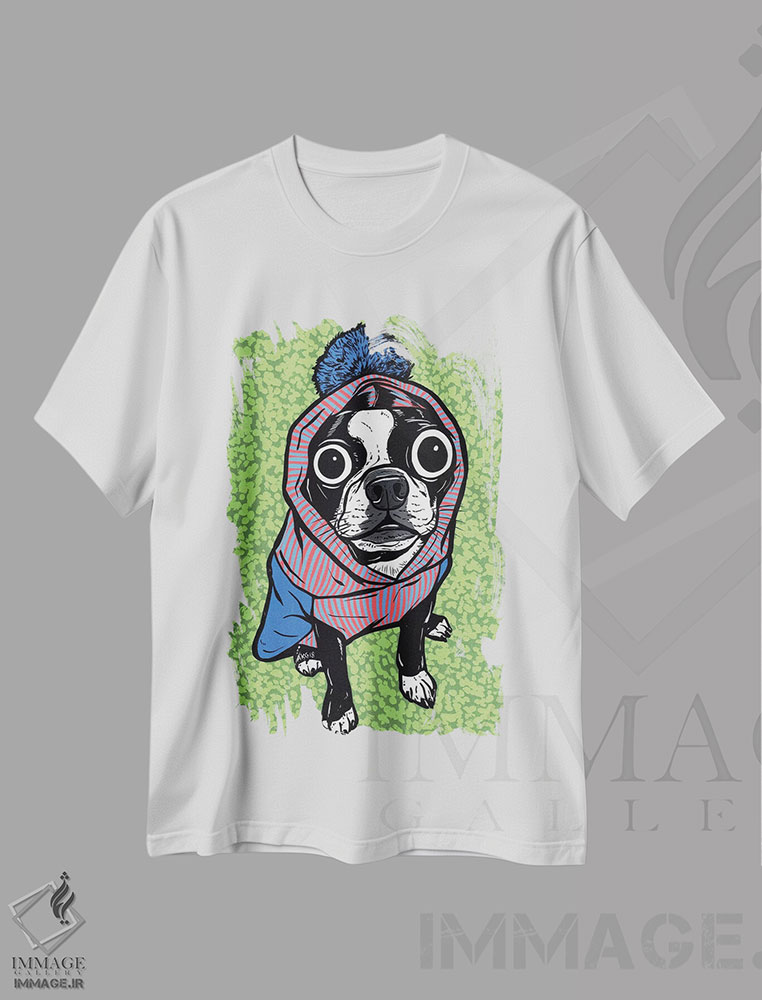 تیشرت طرح دار پولیور پام برای سگ بوستون تریر، هنر فاخر معاصر اثر آلیسون گاتچل | immage.ir