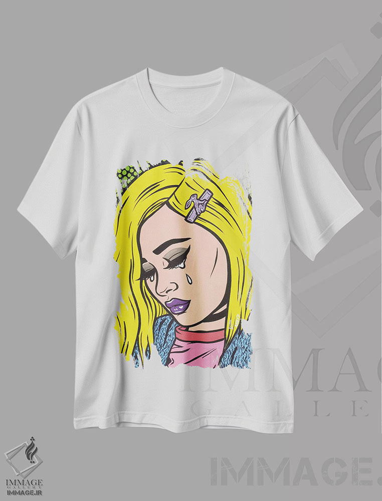 تیشرت طرح دار دختر ناراحت با استایل گرانج، هنر فاخر معاصر اثر آلیسون گاتچل | immage.ir
