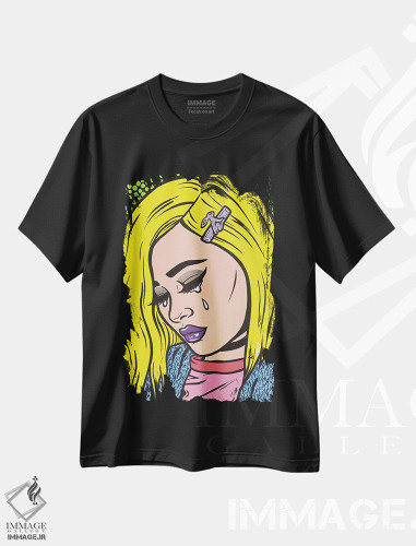 تیشرت طرح دار دختر ناراحت با استایل گرانج، هنر فاخر معاصر اثر آلیسون گاتچل | فروشگاه ایماژ