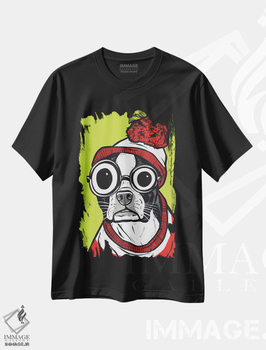 تیشرت طرح دار بوستون تریر با ظاهر "والدو"، هنر فاخر معاصر اثر آلیسون گاتچل | فروشگاه ایماژ