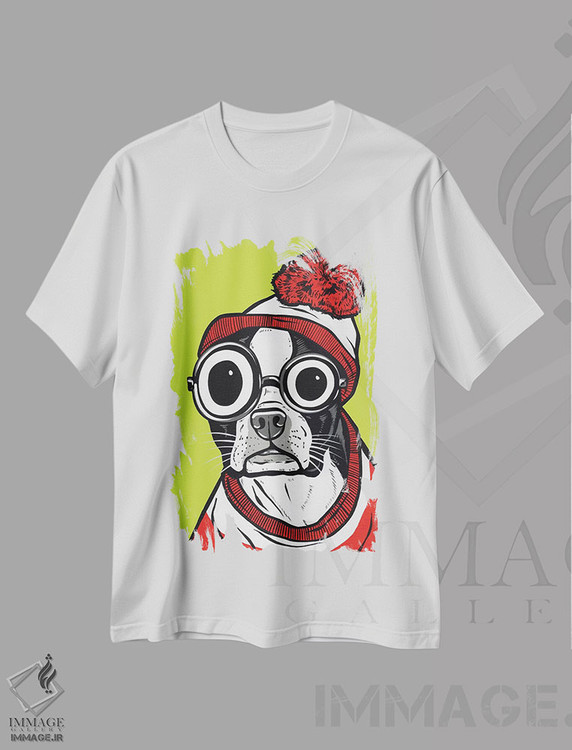 تیشرت طرح دار بوستون تریر با ظاهر "والدو"، هنر فاخر معاصر اثر آلیسون گاتچل | immage.ir