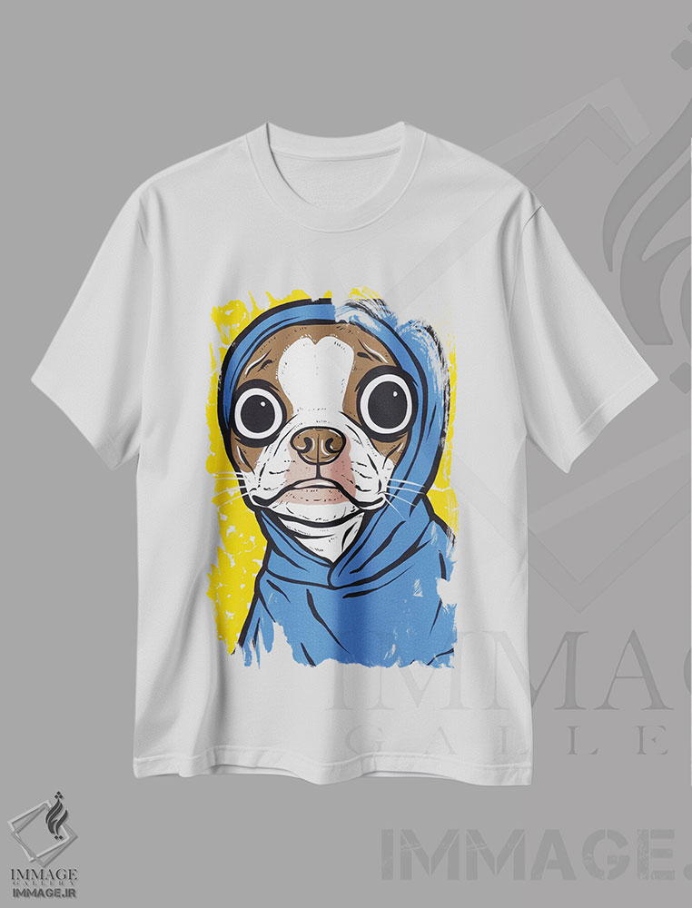 تیشرت طرح دار هودی بوستون تریر قهوه ای، هنر فاخر معاصر اثر آلیسون گاتچل | immage.ir