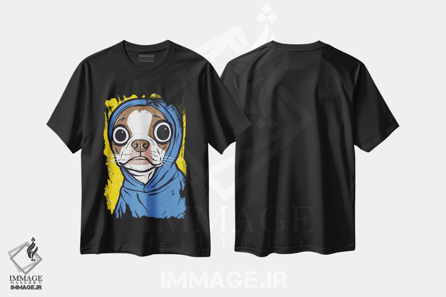 تیشرت طرح دار هودی بوستون تریر قهوه ای، هنر فاخر معاصر اثر آلیسون گاتچل | فروشگاه ایماژ