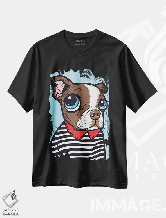 تیشرت طرح دار بوستون تریر قهوه ای، هنر فاخر معاصر اثر آلیسون گاتچل | فروشگاه ایماژ