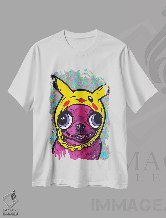 تیشرت طرح دار چیهواهوا بنفش، هنر فاخر معاصر اثر آلیسون گاتچل | immage.ir