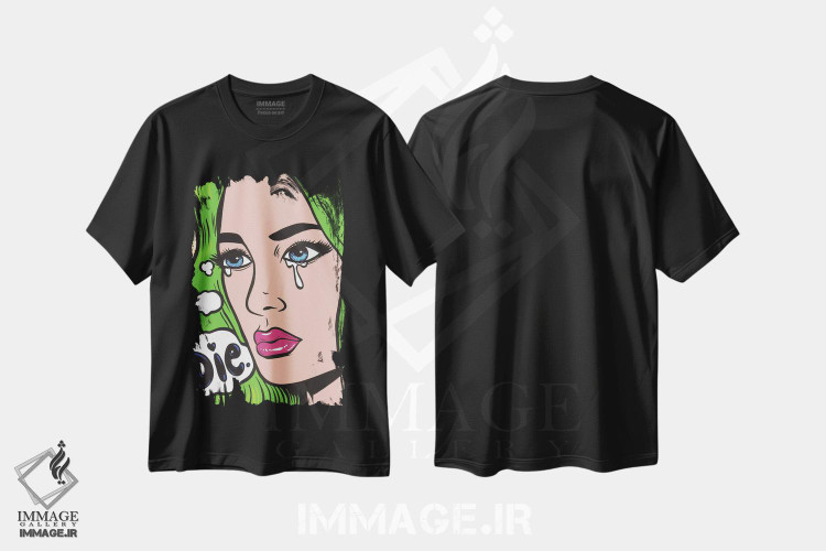 تیشرت طرح دار بمیر؛ دختر کمیک گریان، هنر فاخر معاصر اثر آلیسون گاتچل | فروشگاه ایماژ