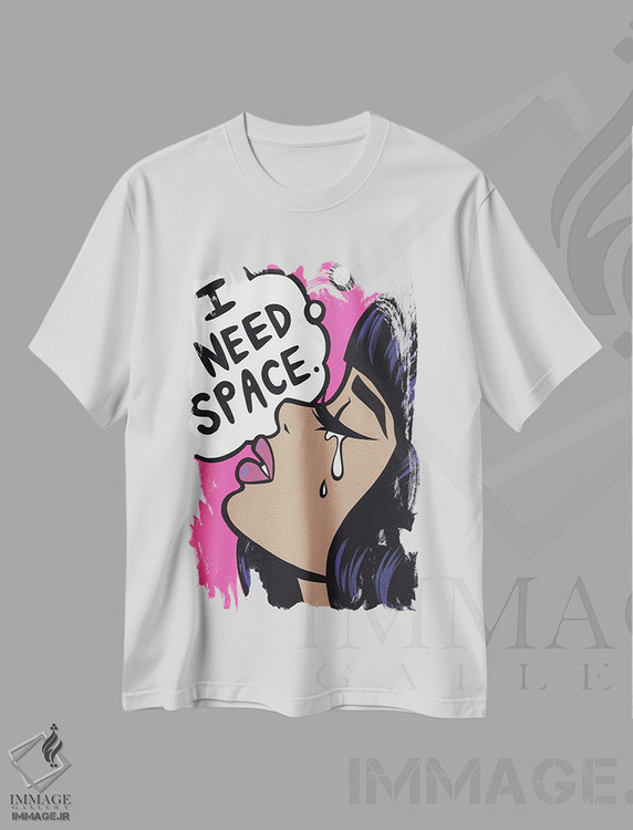 تیشرت طرح دار دختر گریان با متن "فضا لازم دارم"، هنر فاخر معاصر اثر آلیسون گاتچل | immage.ir