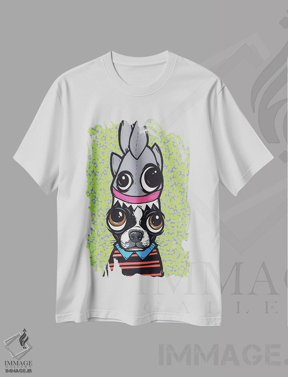 تیشرت طرح دار بوستون تریر در نقش کوسه، هنر فاخر معاصر اثر آلیسون گاتچل | immage.ir