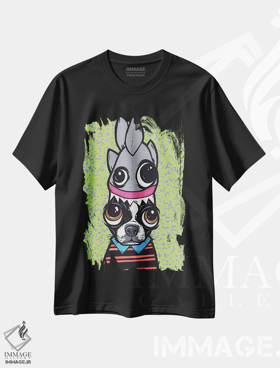 تیشرت طرح دار بوستون تریر در نقش کوسه، هنر فاخر معاصر اثر آلیسون گاتچل | فروشگاه ایماژ