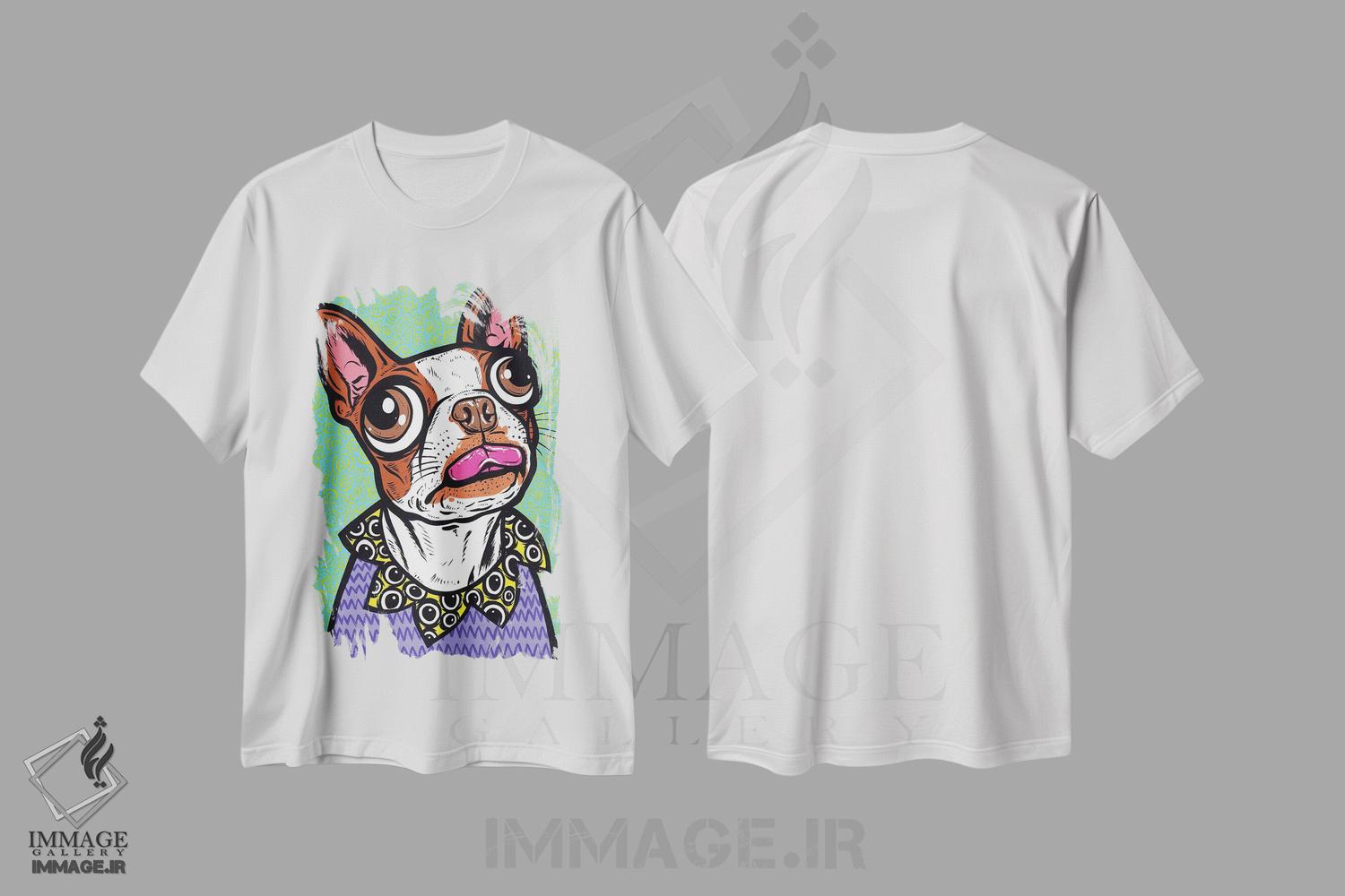 تیشرت طرح دار زبان بوستون تریر قهوه ای، هنر فاخر معاصر اثر آلیسون گاتچل | immage.ir