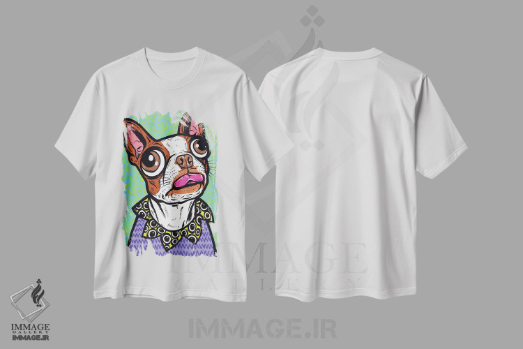 تیشرت طرح دار زبان بوستون تریر قهوه ای، هنر فاخر معاصر اثر آلیسون گاتچل | immage.ir