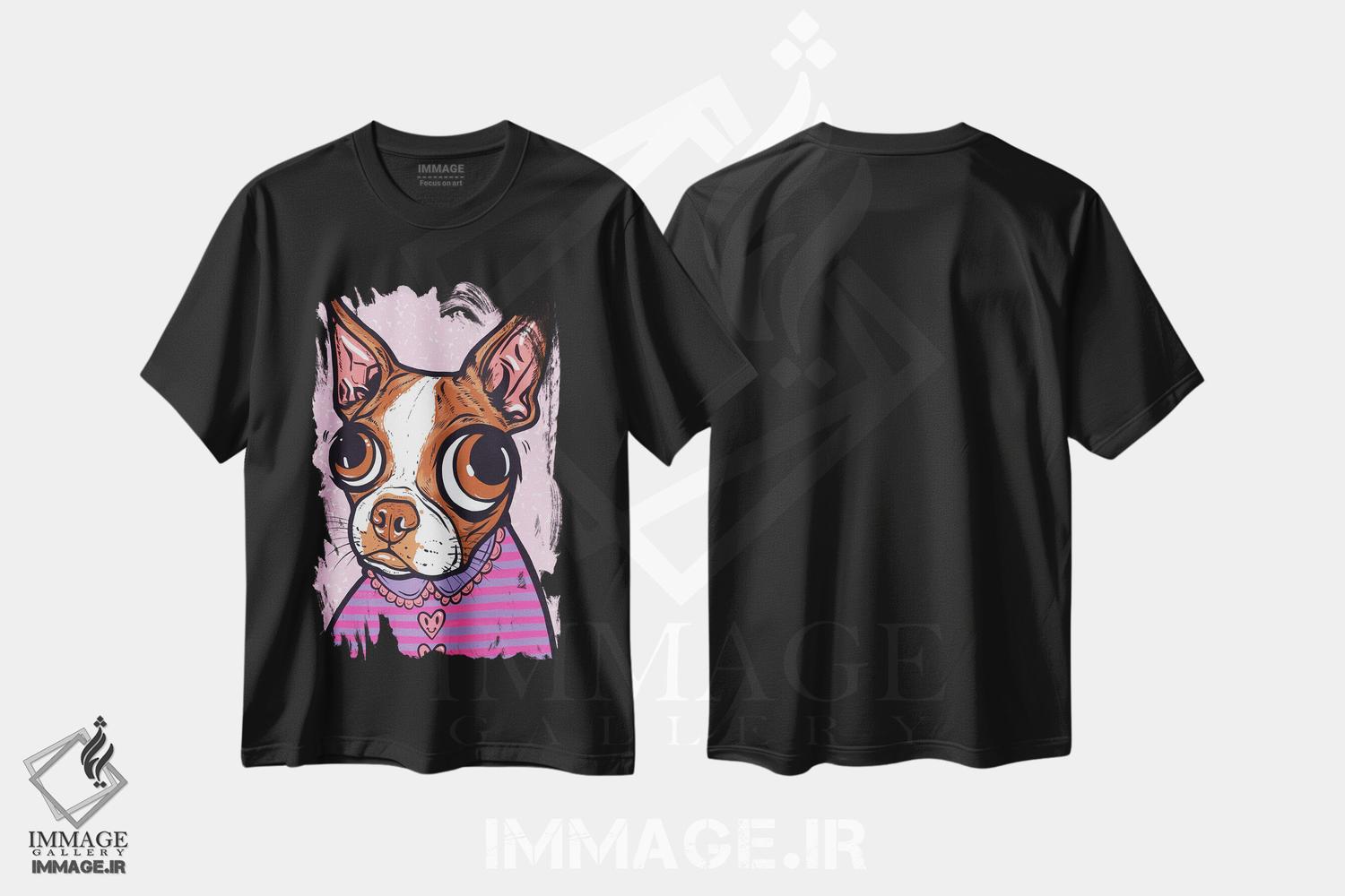 تیشرت طرح دار بوستون تریر قهوه ای با نقش راه راه، هنر فاخر معاصر اثر آلیسون گاتچل | فروشگاه ایماژ