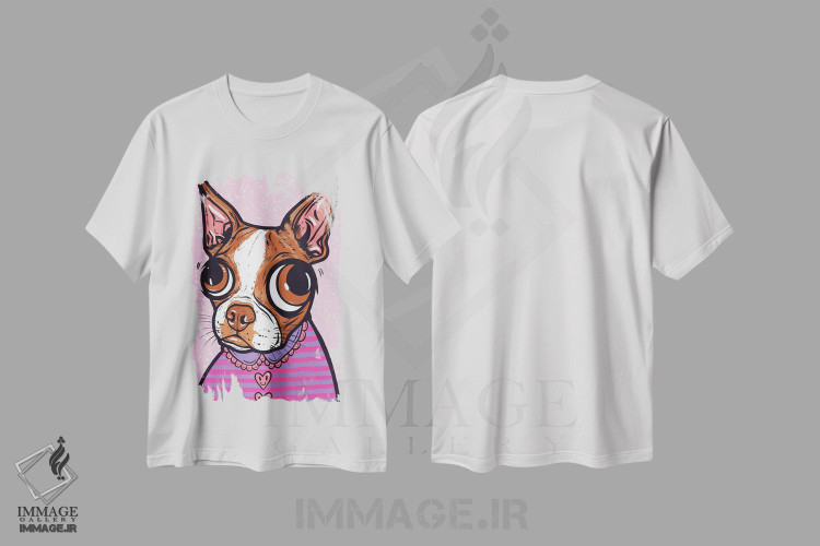 تیشرت طرح دار بوستون تریر قهوه ای با نقش راه راه، هنر فاخر معاصر اثر آلیسون گاتچل | immage.ir