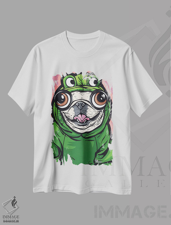 تیشرت طرح دار بولداگ فرانسوی با طرح قورباغه، هنر فاخر معاصر اثر آلیسون گاتچل | immage.ir