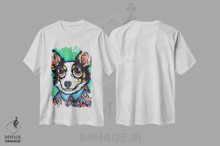 تیشرت طرح دار کورگی سه رنگ، هنر فاخر معاصر اثر آلیسون گاتچل | immage.ir