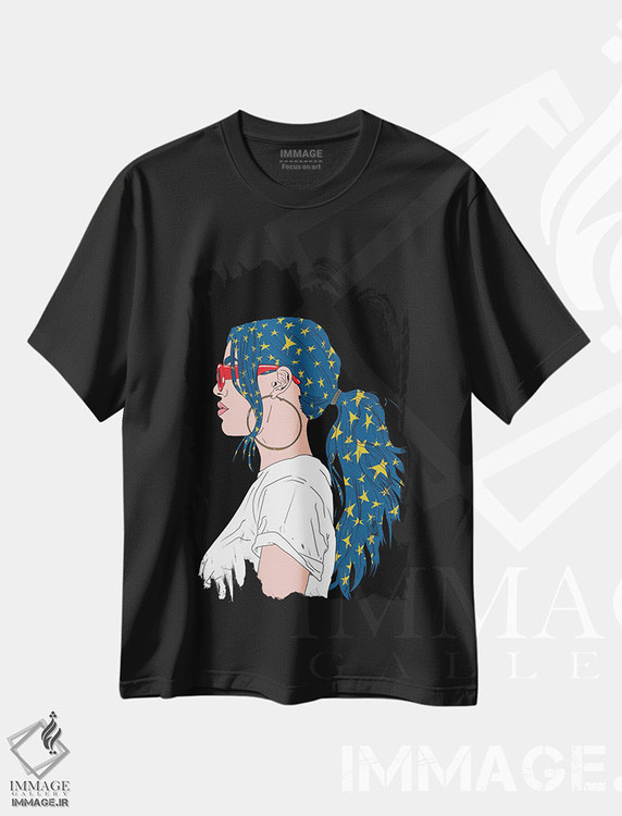 تیشرت طرح دار دختر کمیک با ستاره، تزئینی اثر آلیسون گاتچل | فروشگاه ایماژ