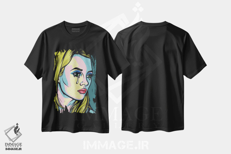 تیشرت طرح دار دختر کمیک گریان به نام کیت، هنر فاخر معاصر اثر آلیسون گاتچل | فروشگاه ایماژ