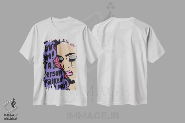 تیشرت طرح دار دختر کمیک گریان با متن "اوه نه!"، هنر فاخر معاصر اثر آلیسون گاتچل | immage.ir