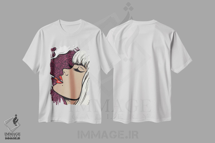 تیشرت طرح دار دختر بلوند پلاتینیوم سیگاری، هنر فاخر معاصر اثر آلیسون گاتچل | immage.ir