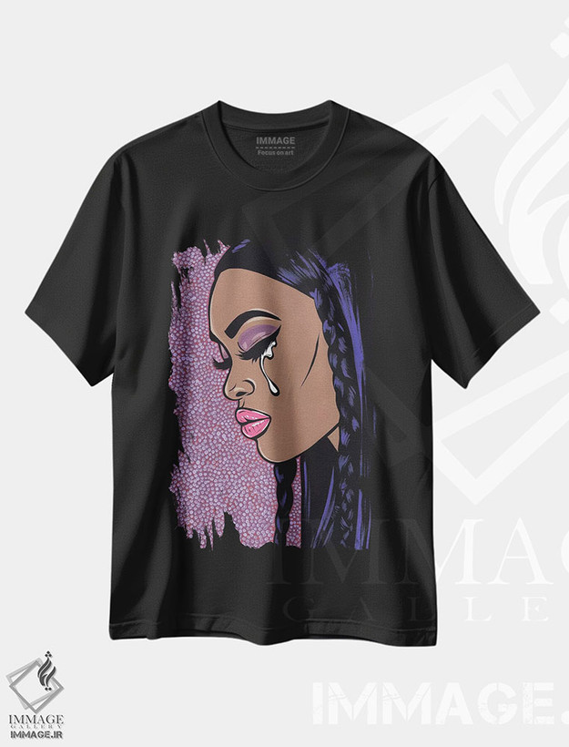 تیشرت طرح دار دختر کمیک غمگین I، هنر آمریکایی آفریقایی تبار اثر آلیسون گاتچل | فروشگاه ایماژ