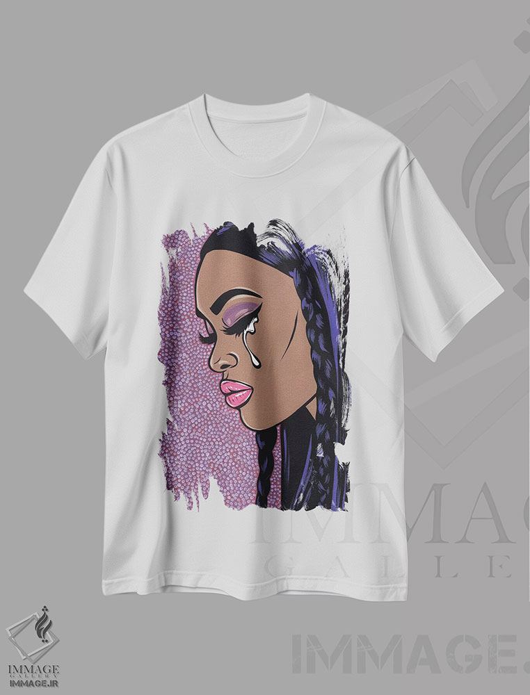 تیشرت طرح دار دختر کمیک غمگین I، هنر آمریکایی آفریقایی تبار اثر آلیسون گاتچل | immage.ir