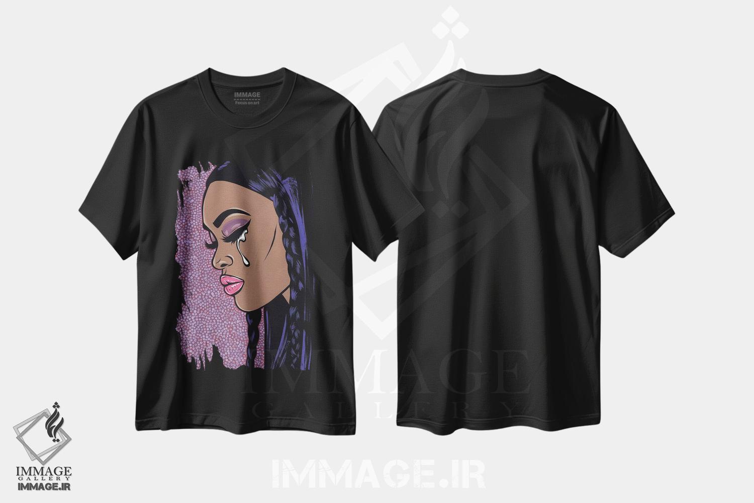 تیشرت طرح دار دختر کمیک غمگین I، هنر آمریکایی آفریقایی تبار اثر آلیسون گاتچل | فروشگاه ایماژ
