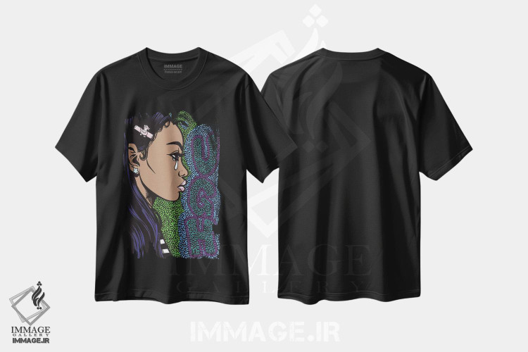 تیشرت طرح دار دختر گریان با پیام "ای بابا"، هنر آمریکایی آفریقایی تبار اثر آلیسون گاتچل | فروشگاه ایماژ