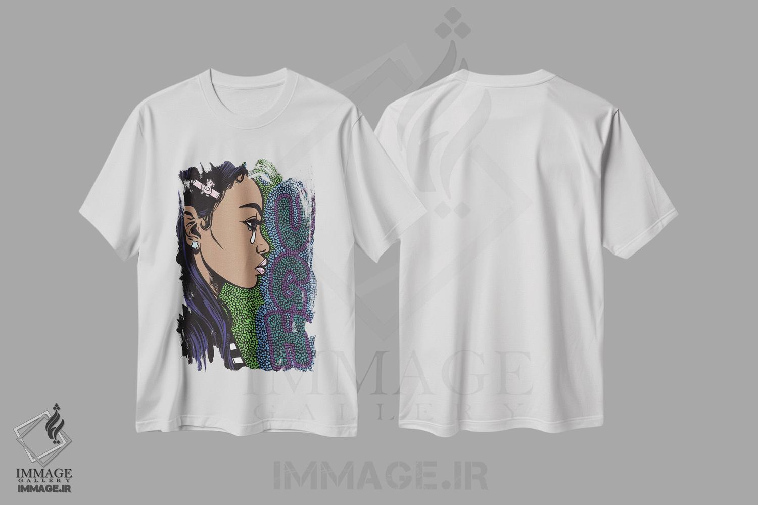 تیشرت طرح دار دختر گریان با پیام "ای بابا"، هنر آمریکایی آفریقایی تبار اثر آلیسون گاتچل | immage.ir