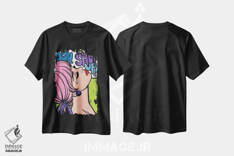 تیشرت طرح دار اَه، خفه شو!، هنر فاخر معاصر اثر آلیسون گاتچل | فروشگاه ایماژ