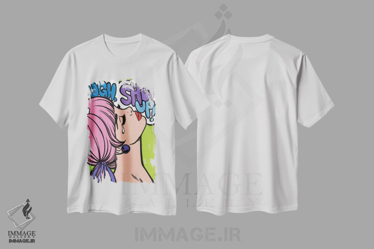 تیشرت طرح دار اَه، خفه شو!، هنر فاخر معاصر اثر آلیسون گاتچل | immage.ir
