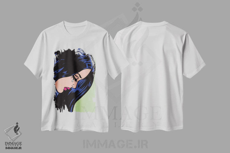 تیشرت طرح دار دختر گریان با موهای مشکی، هنر فاخر معاصر اثر آلیسون گاتچل | immage.ir
