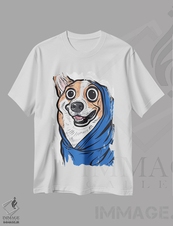 تیشرت طرح دار هودی با طرح کورگی، هنر فاخر معاصر اثر آلیسون گاتچل | immage.ir