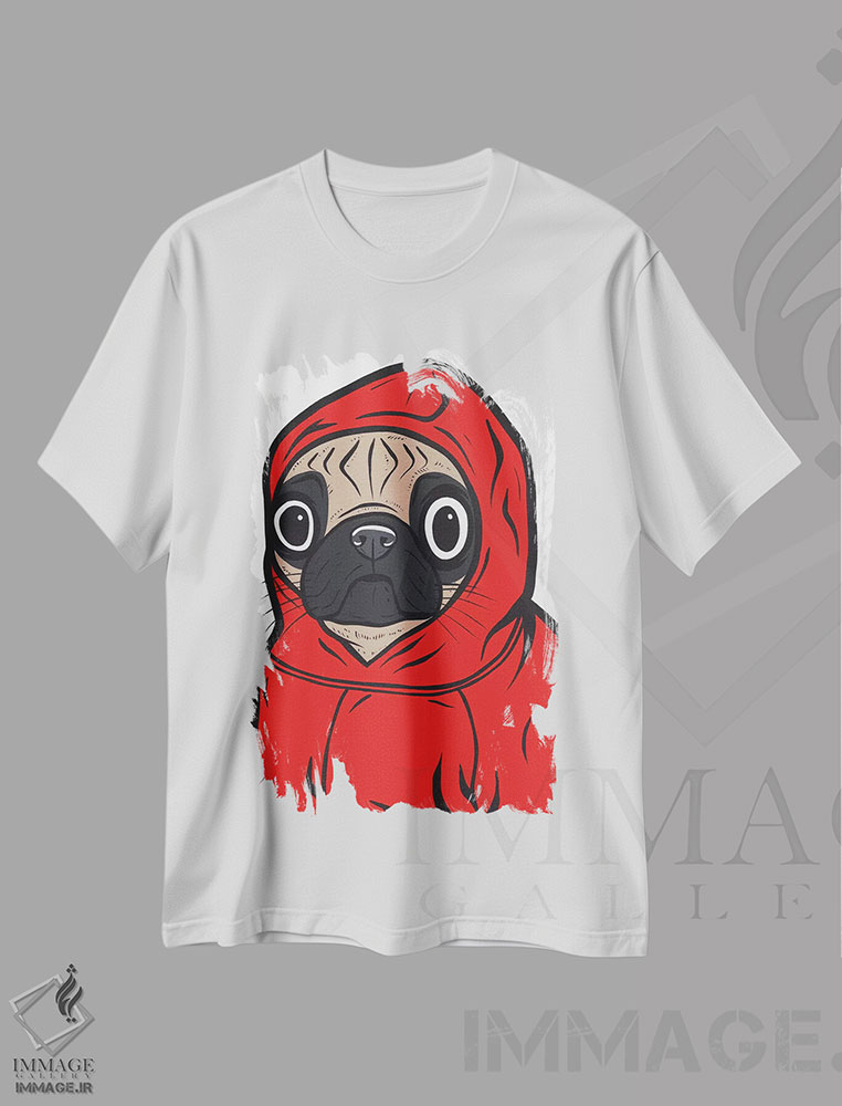تیشرت طرح دار هودی با طرح پاگ، هنر فاخر معاصر اثر آلیسون گاتچل | immage.ir
