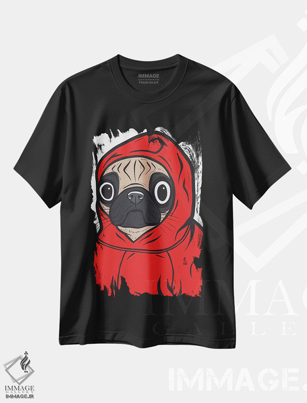 تیشرت طرح دار هودی با طرح پاگ، هنر فاخر معاصر اثر آلیسون گاتچل | فروشگاه ایماژ