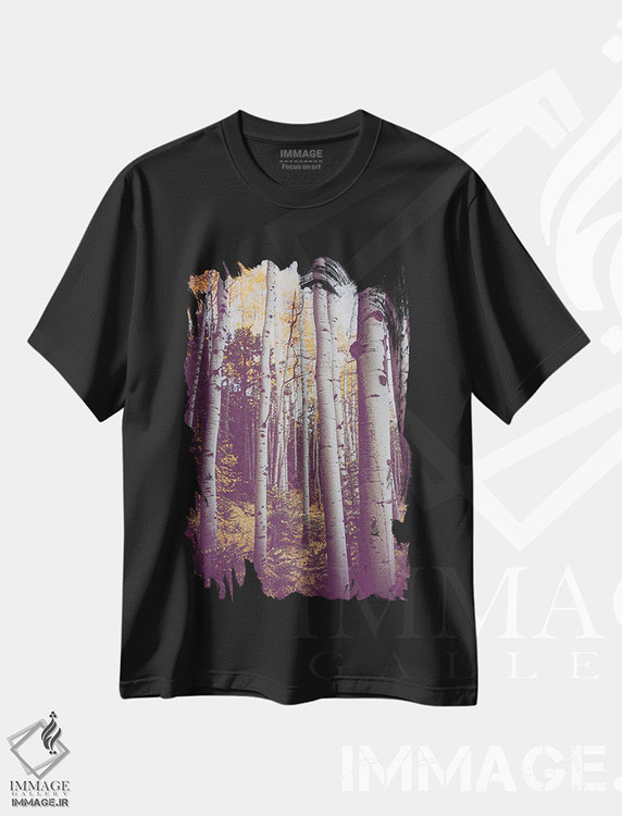 تیشرت طرح دار آسپن های پاییزی، مدیوم اثر آن هادک | فروشگاه ایماژ
