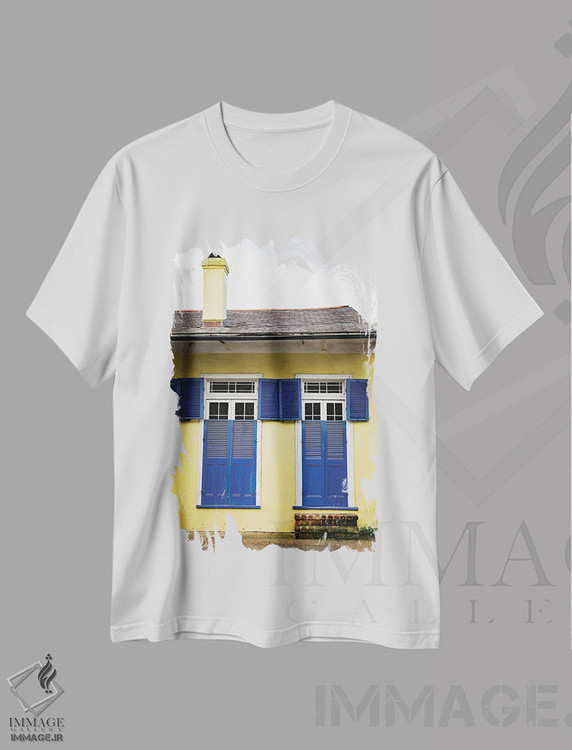 تیشرت طرح دار خانه زرد محله فرانسوی، نیواورلئان، لوئیزیانا، مدیوم اثر آن هادک | immage.ir