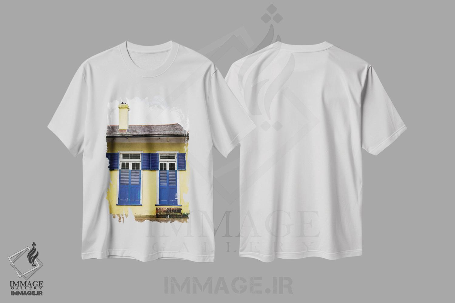 تیشرت طرح دار خانه زرد محله فرانسوی، نیواورلئان، لوئیزیانا، مدیوم اثر آن هادک | immage.ir