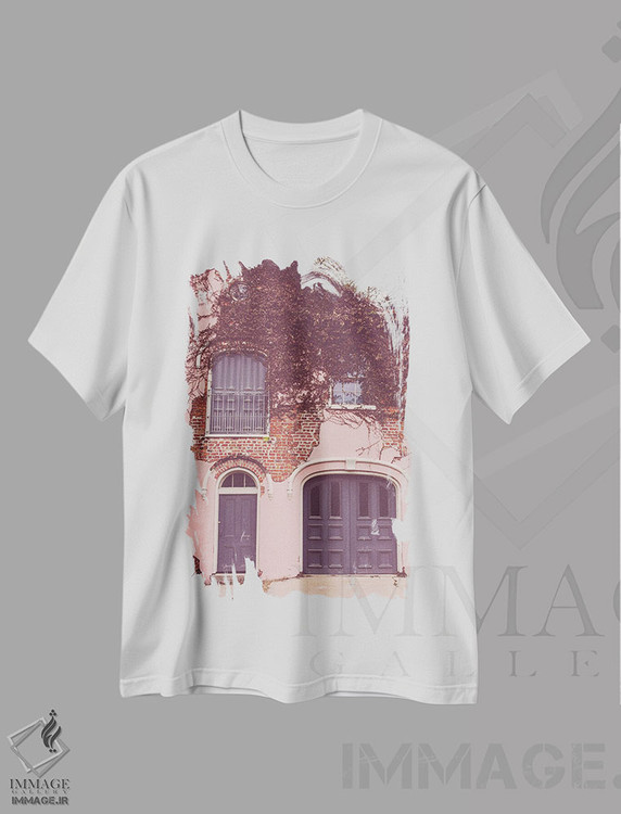 تیشرت طرح دار خانه کالسکه صورتی در منطقه باغ نیواورلئان، مدیوم اثر آن هادک | immage.ir