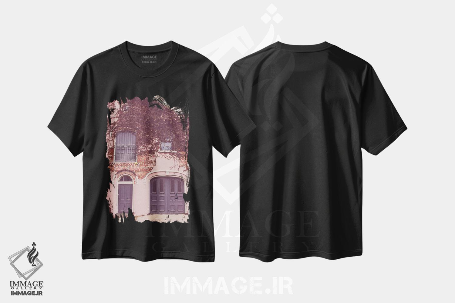 تیشرت طرح دار خانه کالسکه صورتی در منطقه باغ نیواورلئان، مدیوم اثر آن هادک | فروشگاه ایماژ
