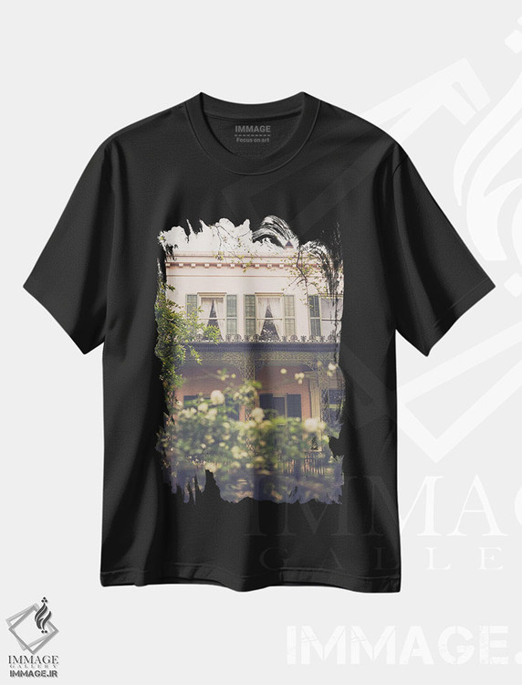 تیشرت طرح دار منطقه باغ عاشقانه نیواورلئان، مدیوم اثر آن هادک | فروشگاه ایماژ