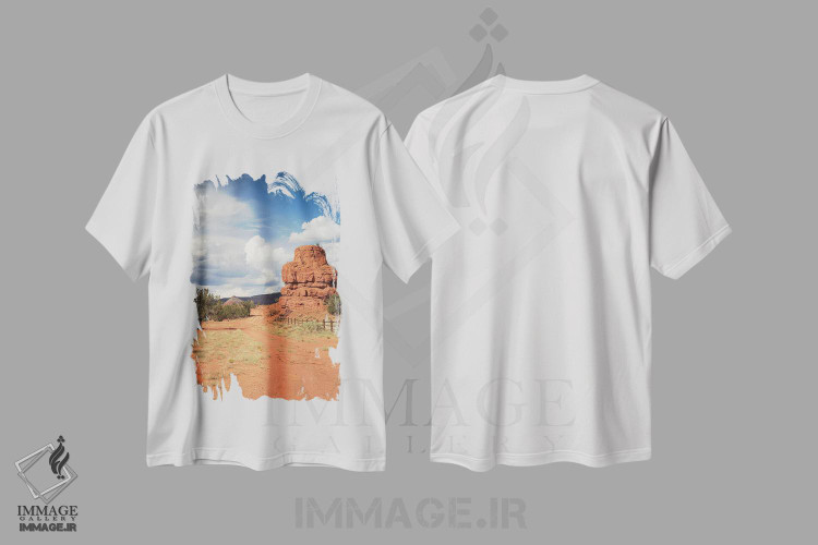 تیشرت طرح دار منظره بیابانی چشمه های هماز، نیومکزیکو، مدیوم اثر آن هادک | immage.ir