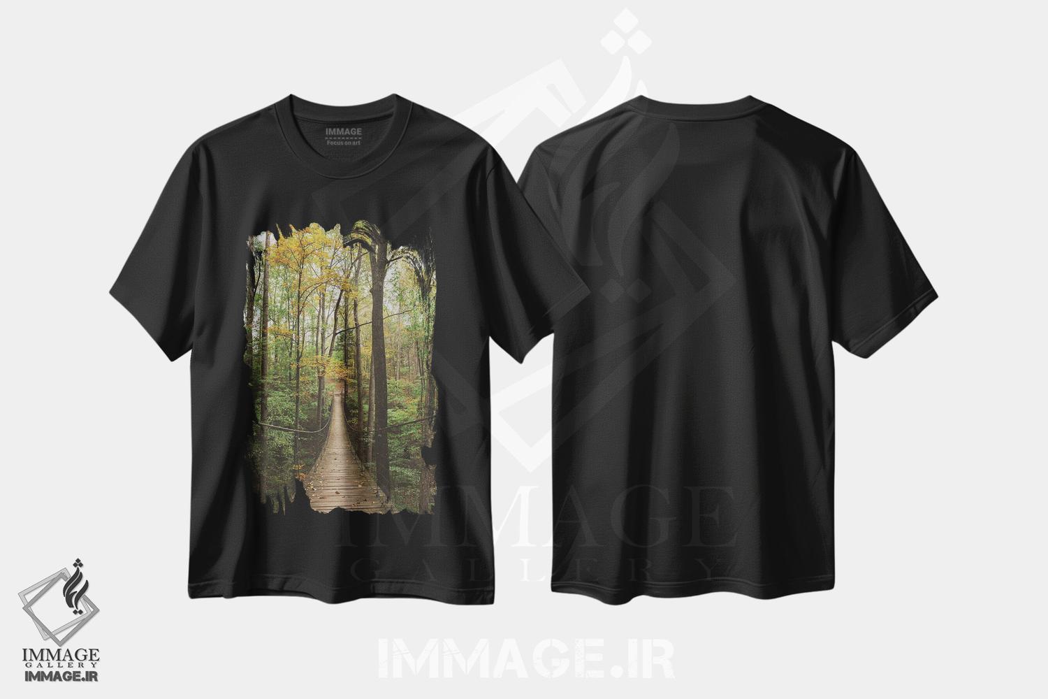 تیشرت طرح دار قدم زدن در جنگل در پاییز، مدیوم اثر آن هادک | فروشگاه ایماژ