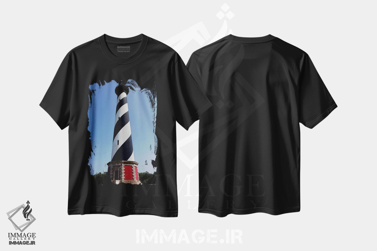 تیشرت طرح دار فانوس دریایی کیپ هترس اوتر بنکس، مدیوم اثر آن هادک | فروشگاه ایماژ
