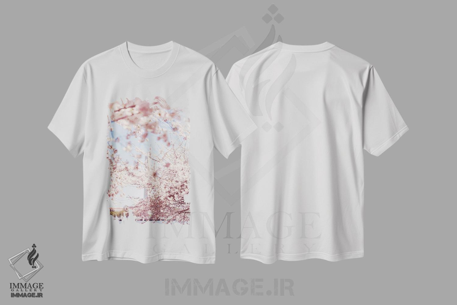 تیشرت طرح دار شکوفه های گیلاس واشینگتن دی سی ۵، مدیوم اثر آن هادک | immage.ir