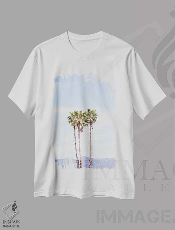 تیشرت طرح دار نخل های سانتا باربارا کالیفرنیا اثر آن هادک | immage.ir