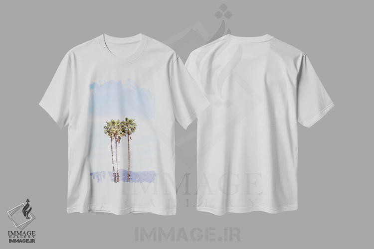 تیشرت طرح دار نخل های سانتا باربارا کالیفرنیا اثر آن هادک | immage.ir
