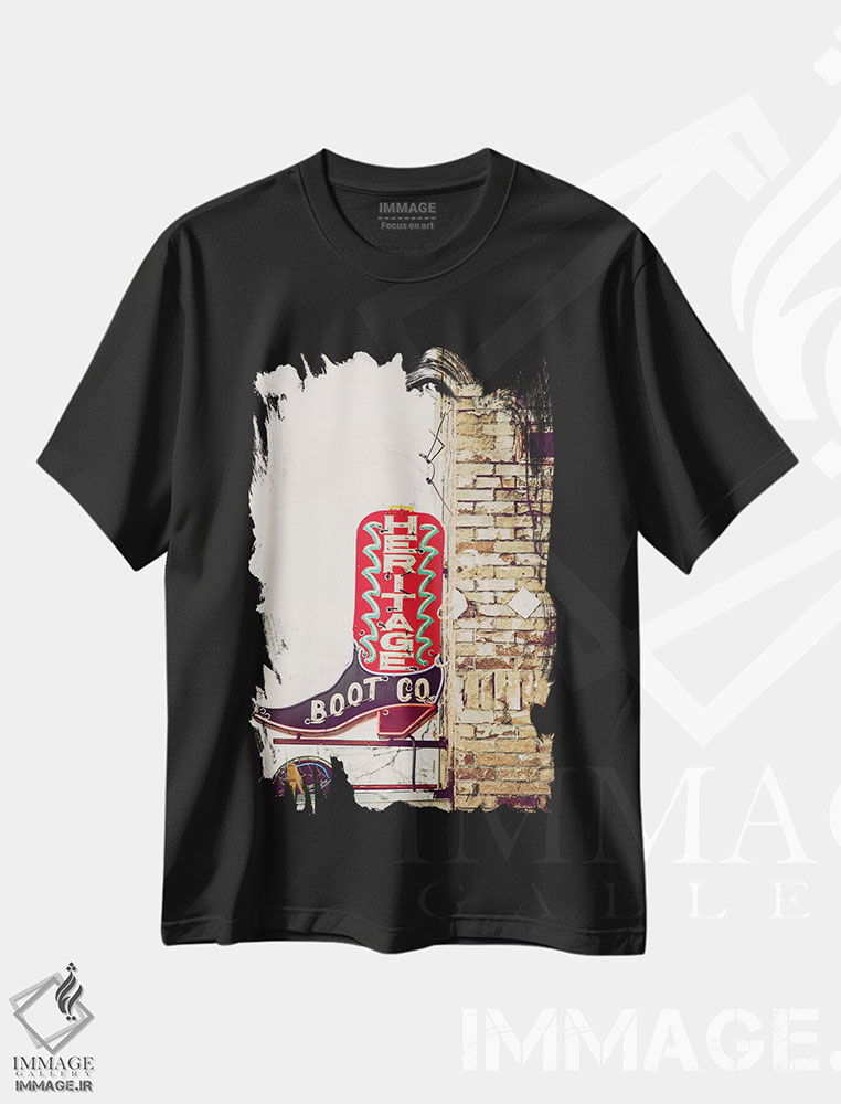 تیشرت طرح دار نئون آستین، دکور روستایی اثر آن هادک | فروشگاه ایماژ