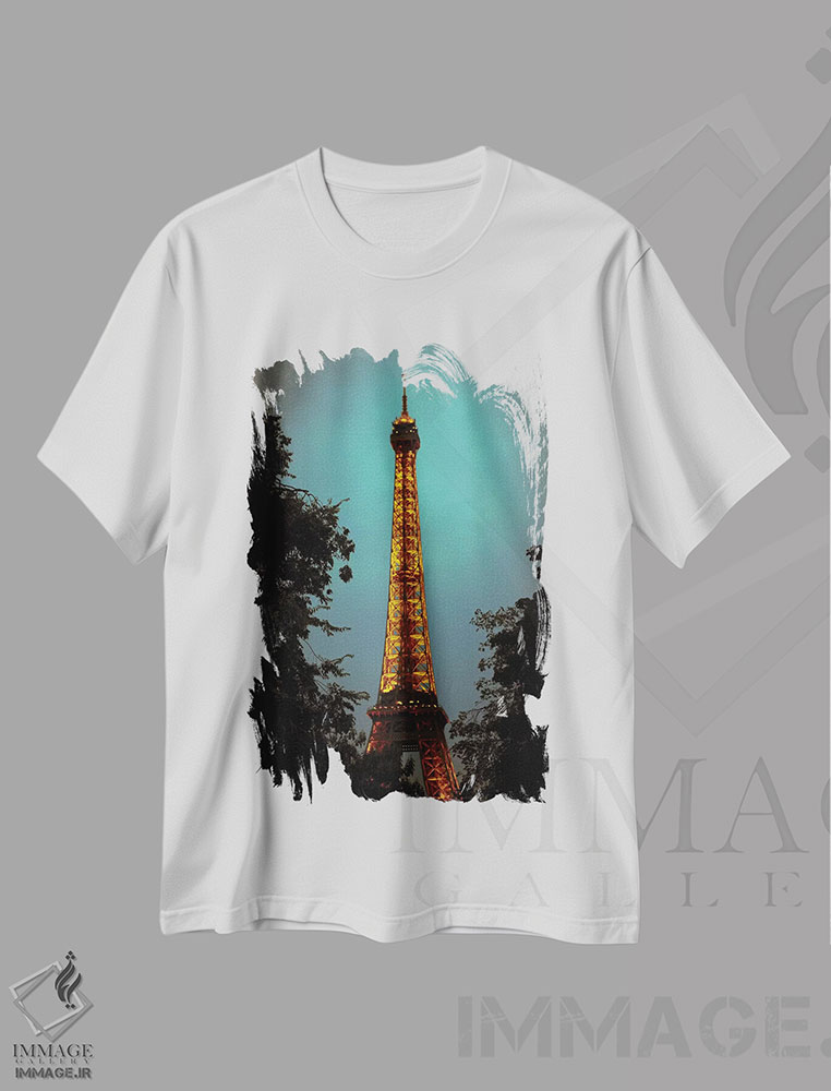 تیشرت طرح دار برج ایفل، مدیوم اثر آن هادک | immage.ir