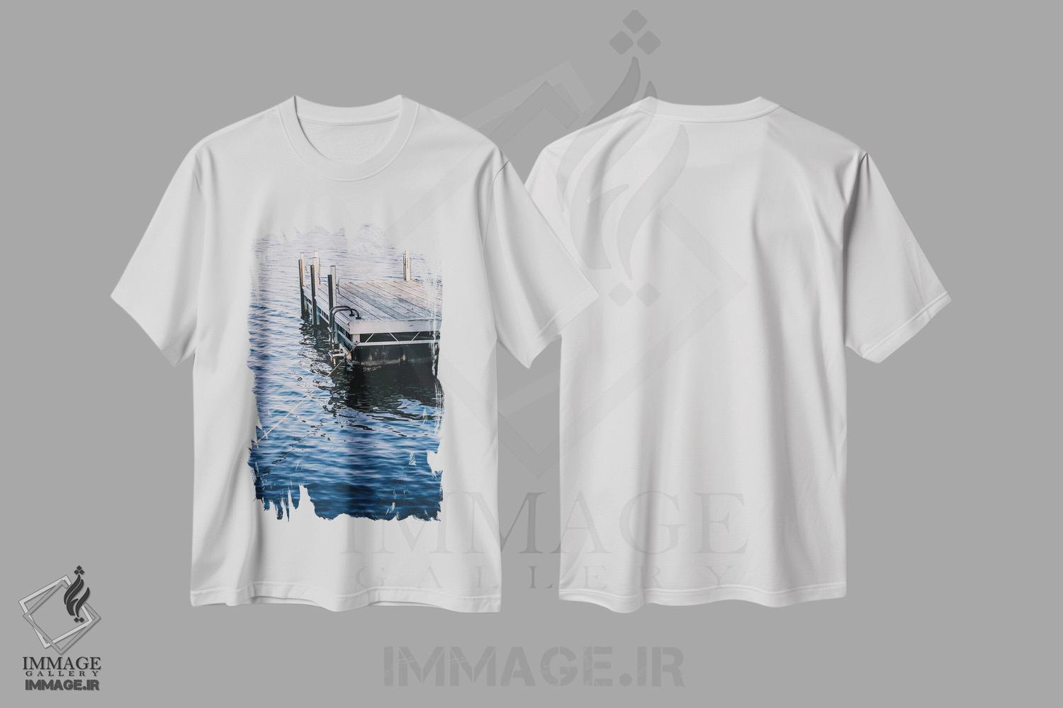 تیشرت طرح دار دریاچه نیلی، مدیوم اثر آن هادک | immage.ir